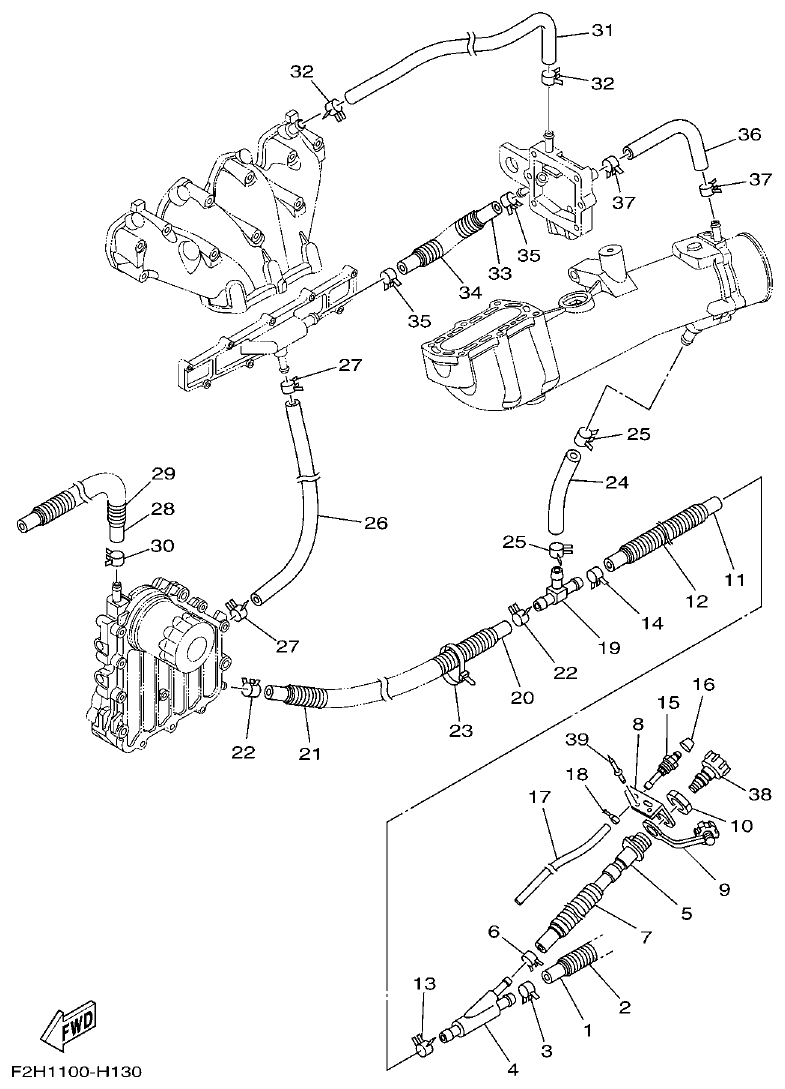 Yamaha FY1800-1HF2H300EA(1)_DE EXHAUST 2 parts diagram